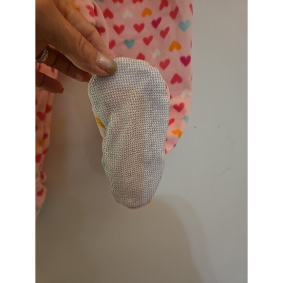 Carter’s Toddler Girls Pajamas 12 Month One Piece Fleece Hearts Polka Dots Pink - Picture 8 of 11